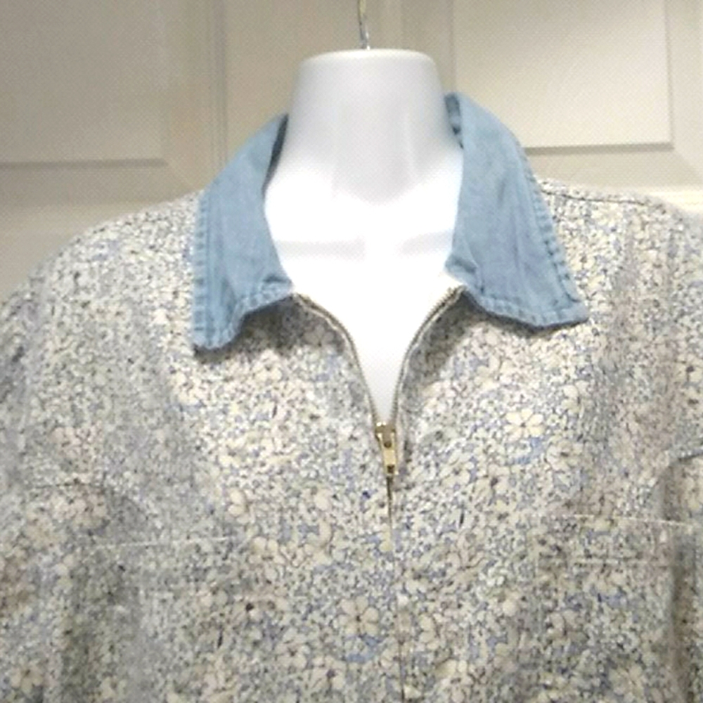 Cherokee 18 W Zippered Flowered Shirt - Picture 1 of 9